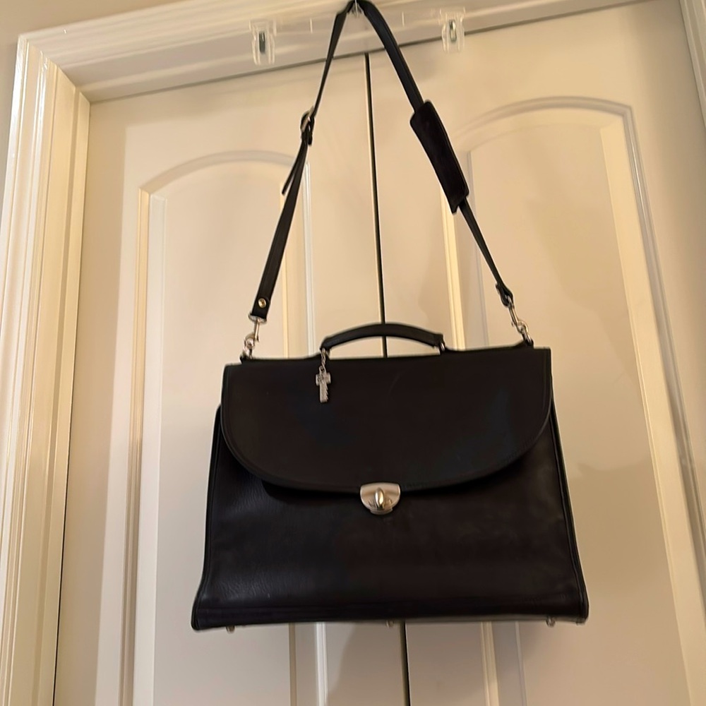Jack Georges  Leather Turn Lock Briefcase Shoulder Bag Messenger USA made
